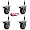 Service Caster 4'' Black Poly Swivel 7/8'' Expanding Stem Caster Set with Brake, 4PK SCC-EX20S414-PPUB-BLK-PLB-78-4 - alternate 3